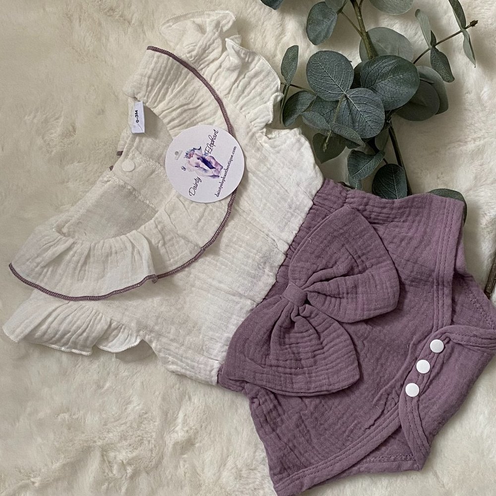 Infant Girl Color Block Flutter Sleeve Romper